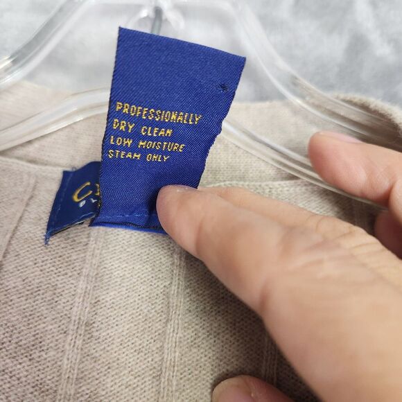 Club Room Cardigan Sweater Vest Mens L Beige 100% Lambswool Button Up Grandpa - Picture 4 of 6